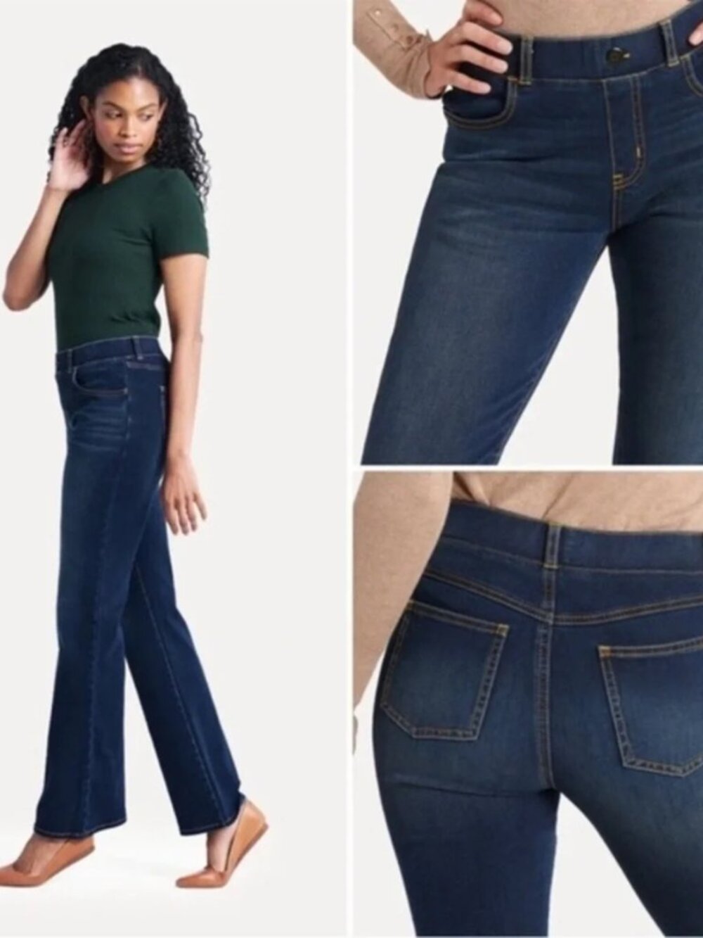 New Betabrand Dark Vintage Wash Bootcut 4 Pocket Yoga Denim Jeans XLarge